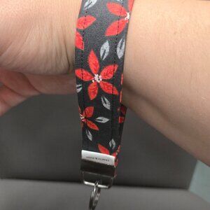 Crafty & Posh Black Poinsettia Handmade Key Wristlet